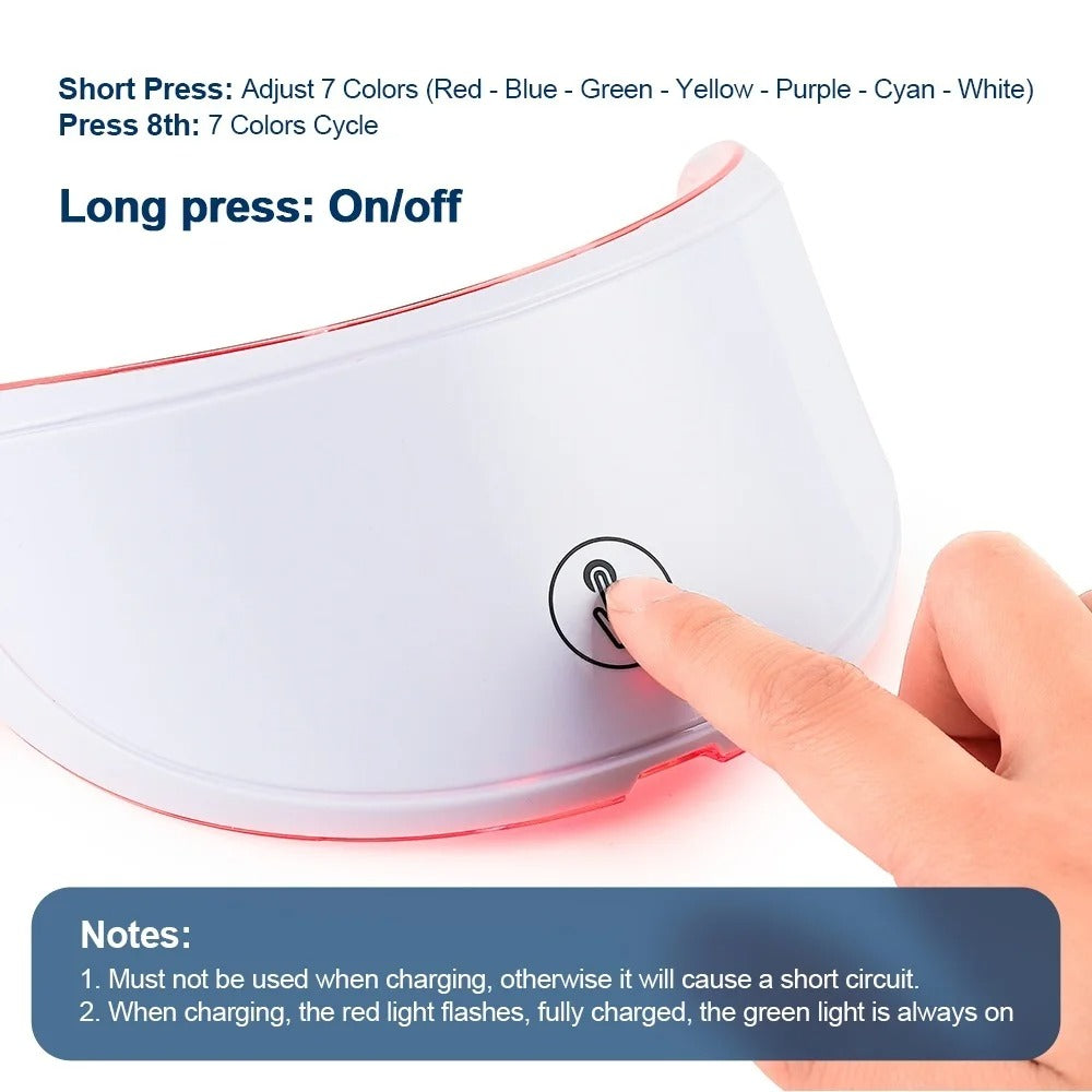7 Color Red Light Therapy Face and Neck Mask. 7 Colors for Anti Aging, Wrinkles, Acne, Oil Control, Detoxify Lymph, Decomposes Pigments