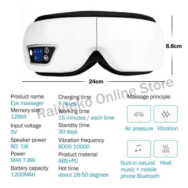 Eye Massager, Migraine Relief, 6D acupressure and heat massager