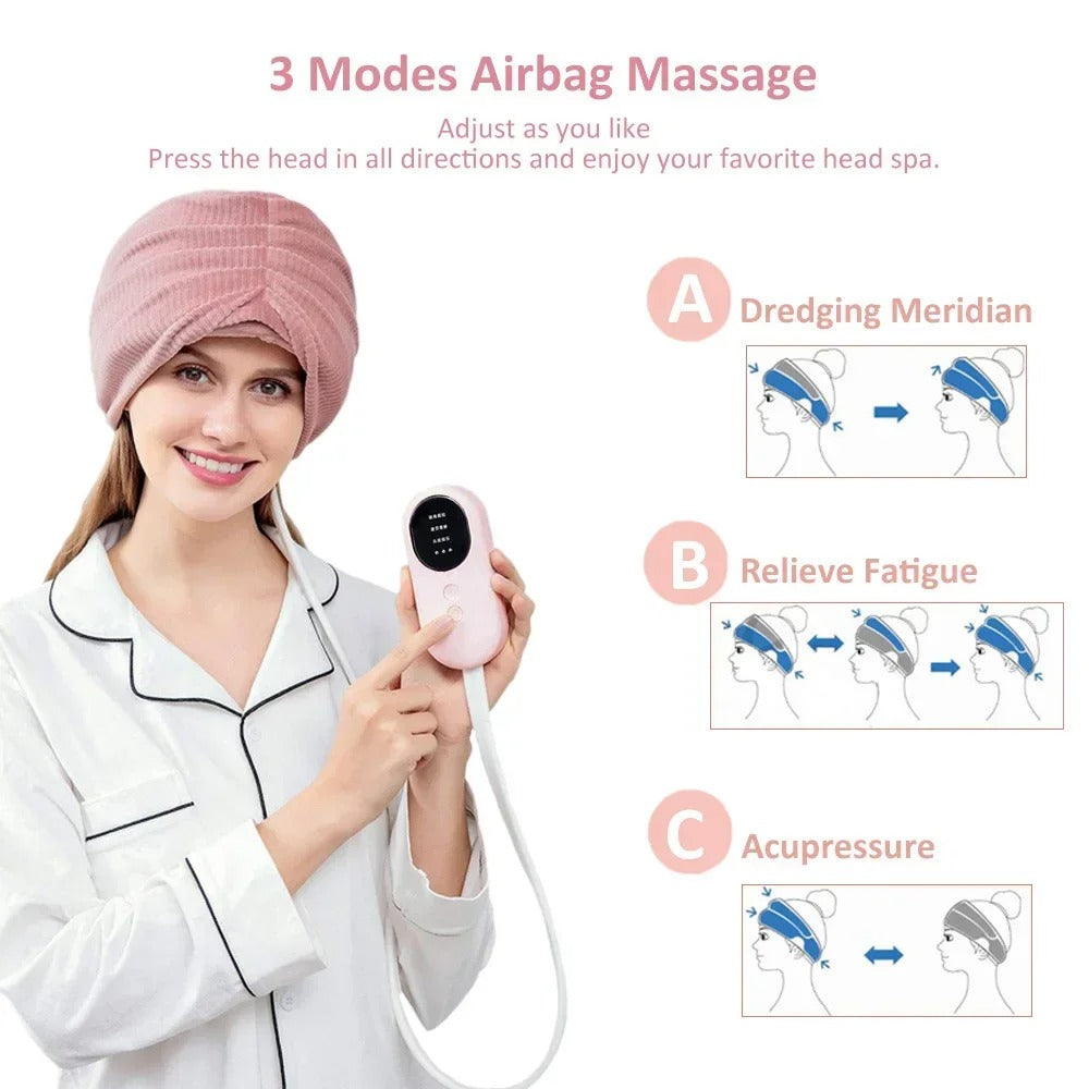 Electric Air Pressure Head Massager - Migraine, Headache, and Stress Relief - Improve Sleep - Can Be Used for Other Body Parts: Arms, Legs, Feet